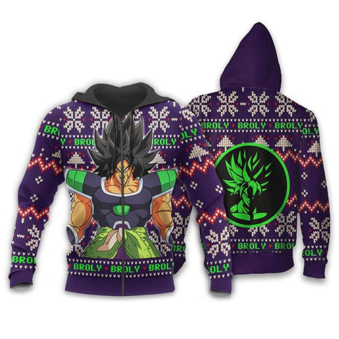 Divesart - Broly Brutto Natale maglione e felpa con cappuccio Regali di Natale personalizzati Anime Dragon Ball